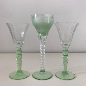 Green Depression Glass Cups